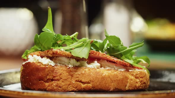 Cooking Prosciutto Sandwich Closeup alt