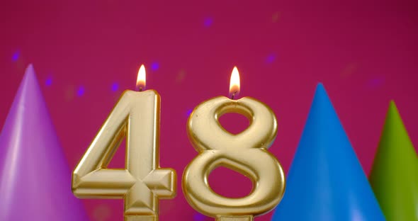 Burning Birthday Cake Candle Number 48
