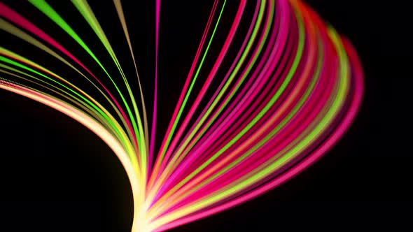 Stream of Green Red Yellow Neon Lines Form Spiral Shapes alt