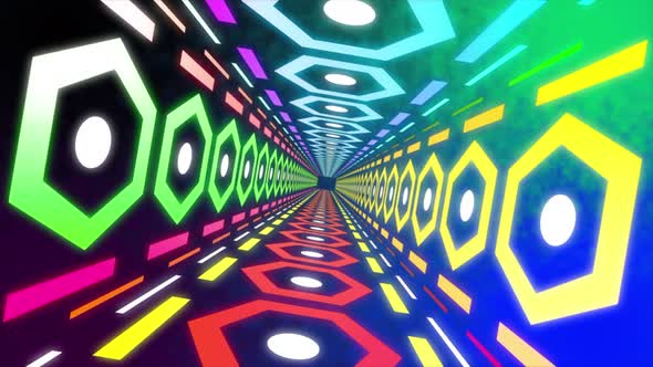 Flying through the psychedelic colorful tunnel alt