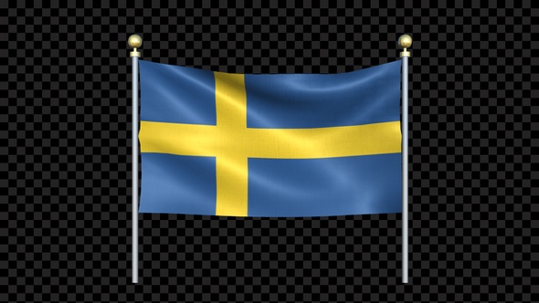 Sweden Flag Waving In Double Pole Looped alt