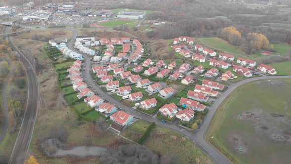 Suburb Villa Area White Villas Idyllic Neighborhood Forward Aerial