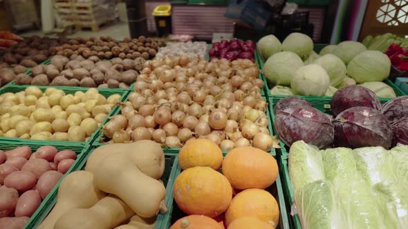 A Large Number of Different Vegetables are on Display in the Store