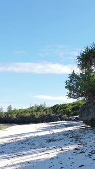 Vertical Video Empty Beach on Zanzibar Island Tanzania alt