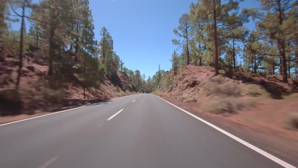 Driving a car with attached action cam in Teide National Park Tenerife alt