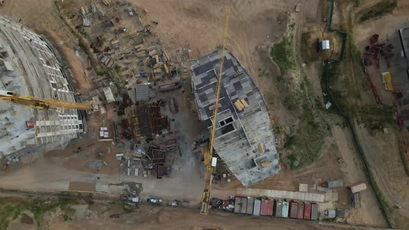 Construction site for a new city block. Construction work alt