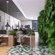 Eco-Friendly Modern Office Interior With Tables, Office Chairs, Pendant Lights And Vertical Garden. - VideoHive Item for Sale