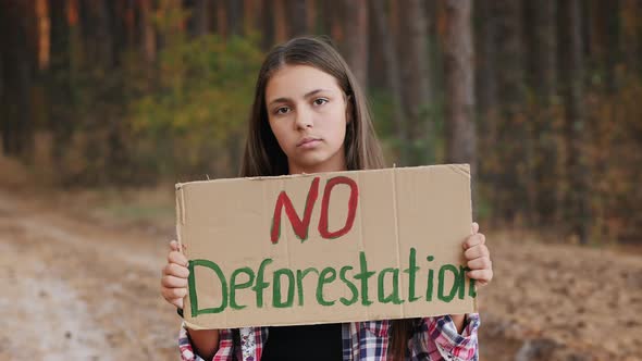 Teenage Girl with No Deforestation Poster alt