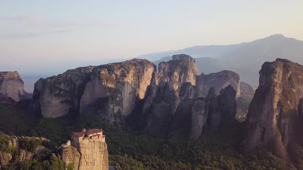 Valley of Meteora with Roussanou Monastery in Front alt