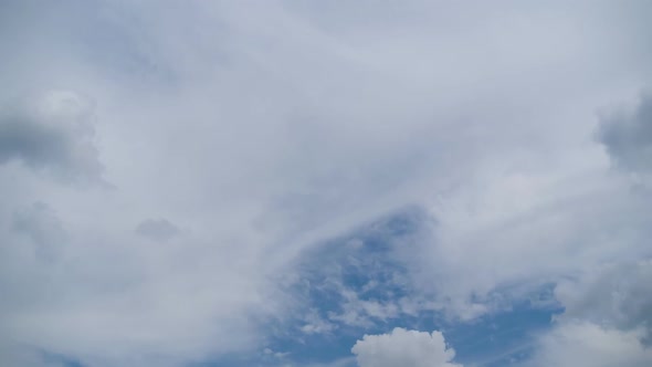 Clouds Move Smoothly in the Blue Sky. Timelapse alt