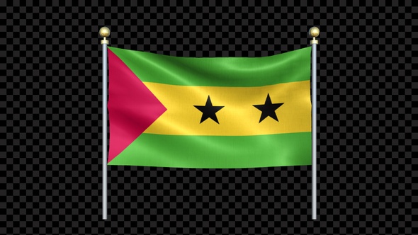 Sao Tome And Principe Flag Waving In Double Pole Looped alt