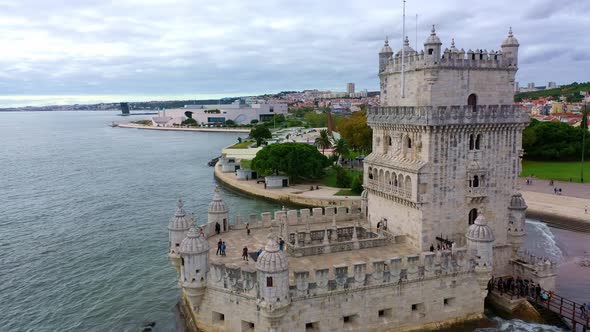 Belem Tower in Lisbon is a Famous Landmark in the City alt