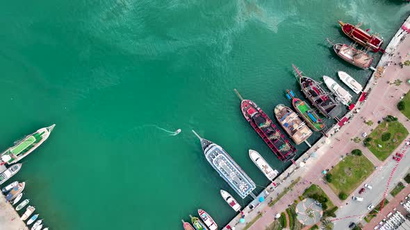 Pirate Harbor aerial view Turkey Alanya 4 K alt