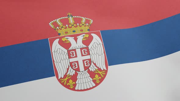National Flag of Serbia Waving Original Colors 3D Render Republic of Serbia Flag Textile Zastava alt