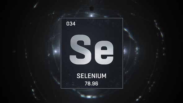 Selenium as Element 34 of the Periodic Table on Silver Background