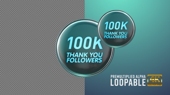 100K Thank You Badge Looping with Alpha Channel alt