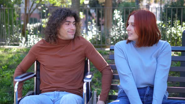 first approaches - young man with paraplegia on a first date with a young woman alt