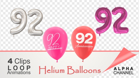 92 Anniversary Celebration Helium Balloons Pack