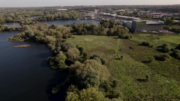 Rushden Lakes Modern Shopping Centre Northamptonshire UK Aerial View