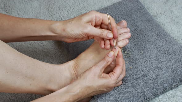 Closeup of a Female Feet Pedicure alt