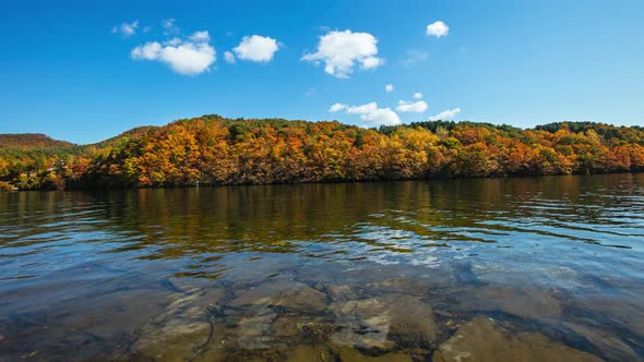Time Lapse Mountain Cloud With BlueSky and river at Nami island South Korea alt