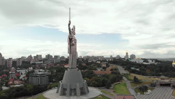 Aerial View of the Motherland Monument in Kyiv, Ukraine alt