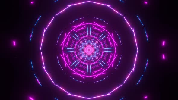 Endless Futuristic Space Tunnel with Neon Lights