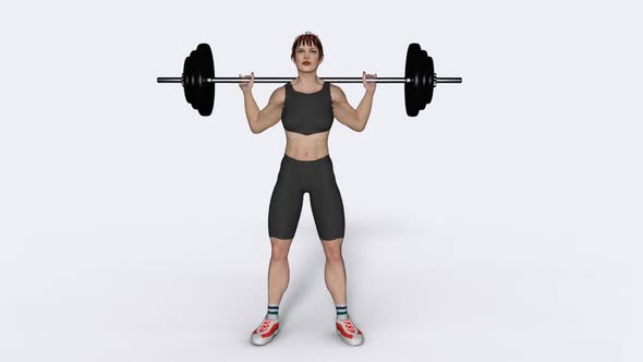 The Girl Doing Exercises with a Barbell