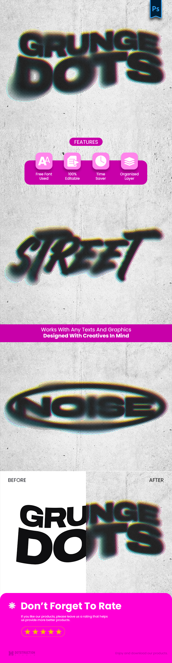 Halftone Grunge Text Effect