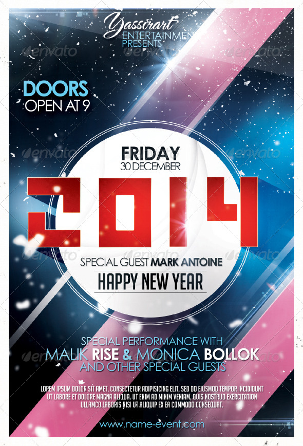 Happy New Year Party Flyer Template by yassirart | GraphicRiver