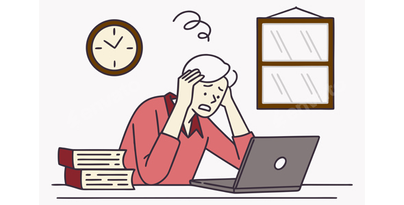 Stressed Man Working on Laptop with Deadline Pressure