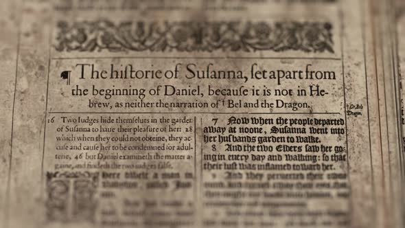 Susanna Book Daniel, Slider Shot, Old Paper Bible, King James Bible alt