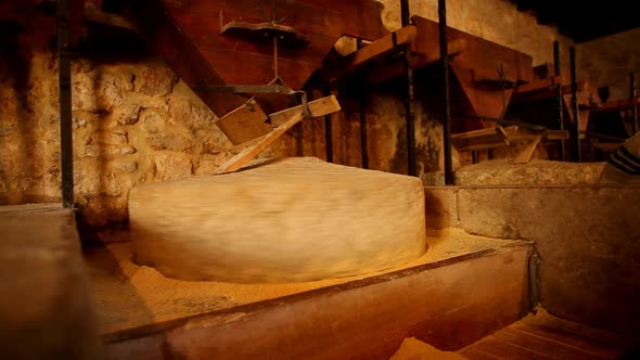 Traditional stone mill processing grains into flour, in Dalmatia, Croatia alt