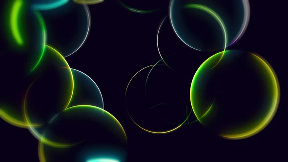 Abstract Looping Animation of Neon Circles Moving Back and Forth.