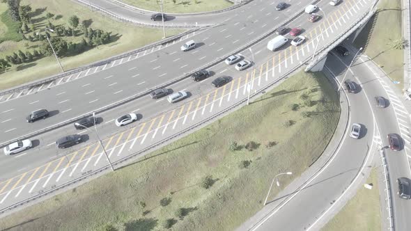 Kyiv. Ukraine: Road Junction. Aerial View, Flat, Gray alt