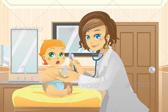 Pediatrician with Baby  by artisticco GraphicRiver