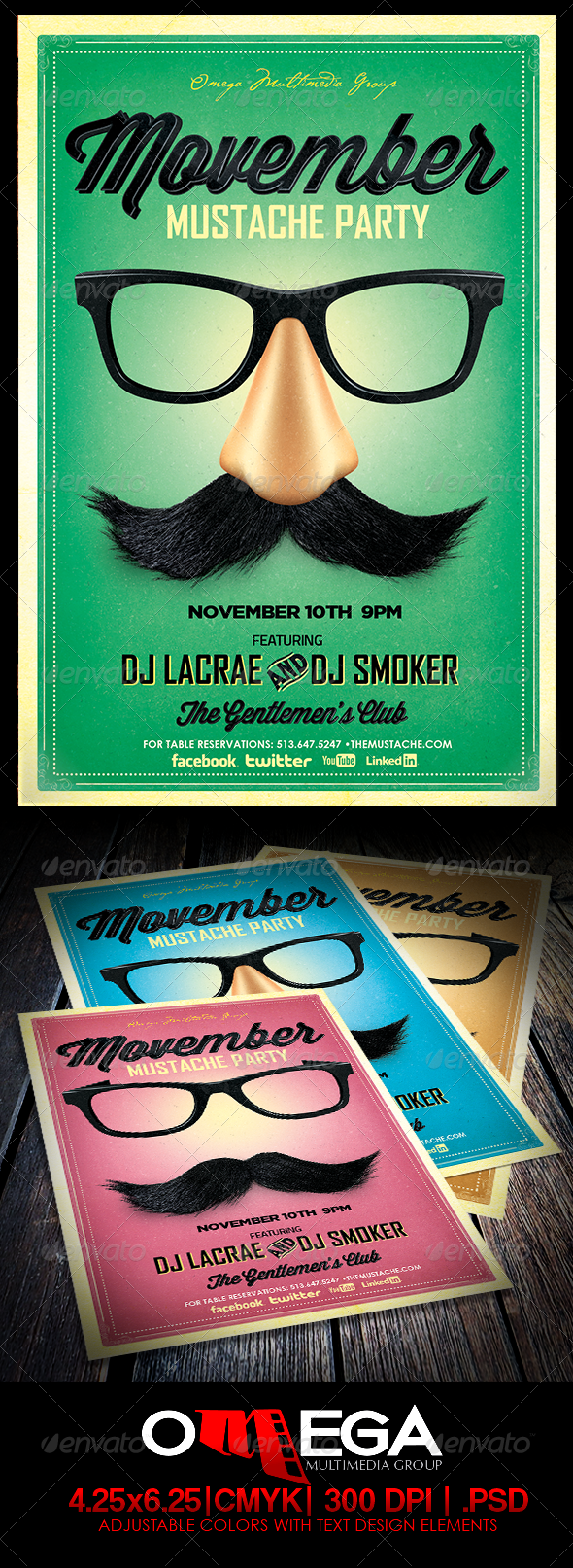 Movemeber Mustache Party - Events Flyers