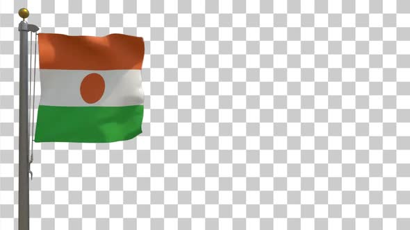 Niger Flag on Flagpole with Alpha Channel - 4K alt