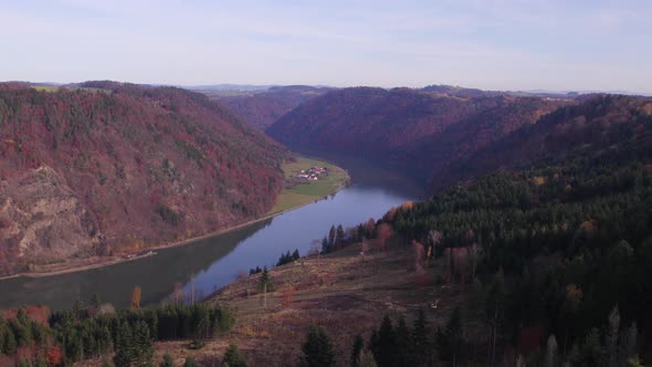 A Section of The Danube Loop in the Fall A Meandering Bend in the River alt