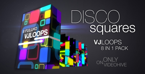 Glowing Disco Squares VJLoops Pack
