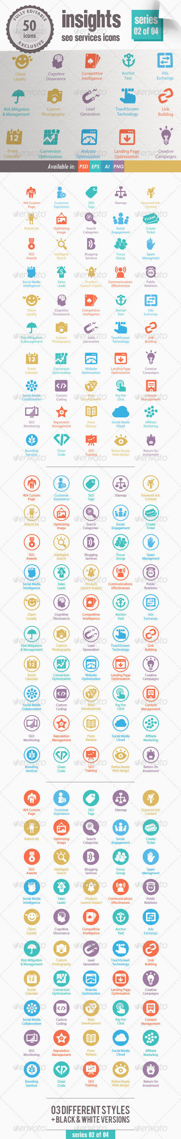 Insights SEO Services Icons - Series 02 of 04 by kh2838 | GraphicRiver