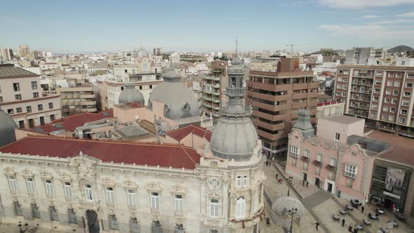 Cartagena City hall building on downtown of Spanish city. Parallax motion
