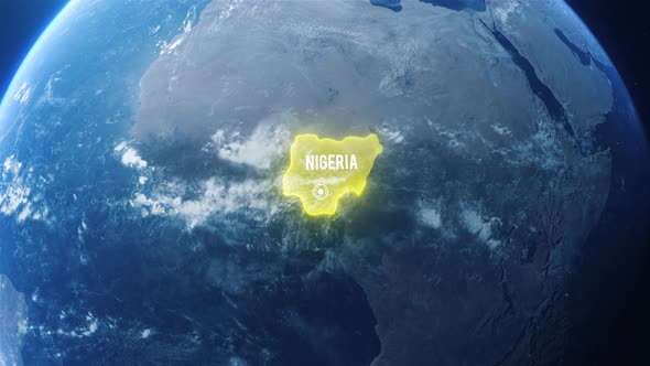 Earh Zoom In Space To Nigeria Country Alpha Output