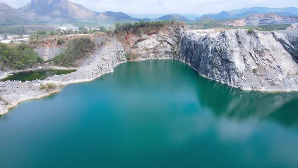 Aerial view landscape Mountain View and lake Blue waters and bluesky alt