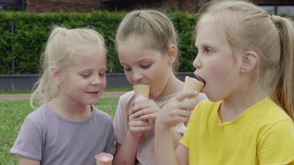 Children Eat Ice Cream Summer