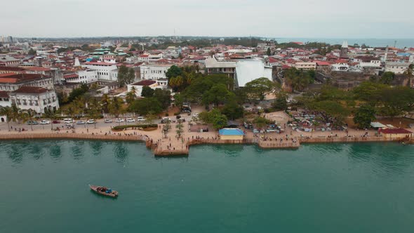 Aerial view of Zanzibar Island in Tanzania. alt
