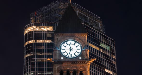 Clock Tower Night Time Old Gothic Architecture Toronto