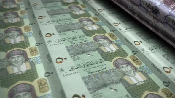 Oman Rial money banknotes printing seamless loop alt