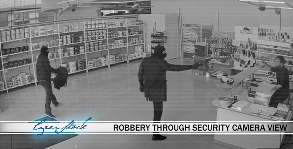 Burglar Robbery Through Security Camera View