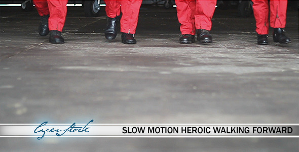 Slow Motion Heroic Walking Forward